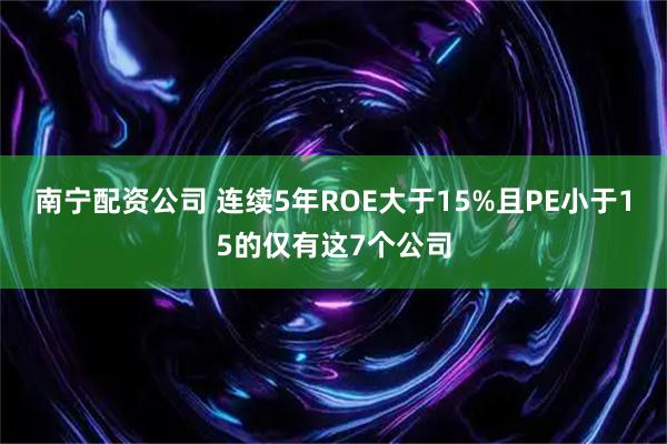 南宁配资公司 连续5年ROE大于15%且PE小于15的仅有这7个公司